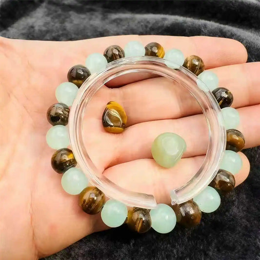 Tiger Eye & Green Aventurine Bracelet – Luxury Semi-Precious Stone Jewelry