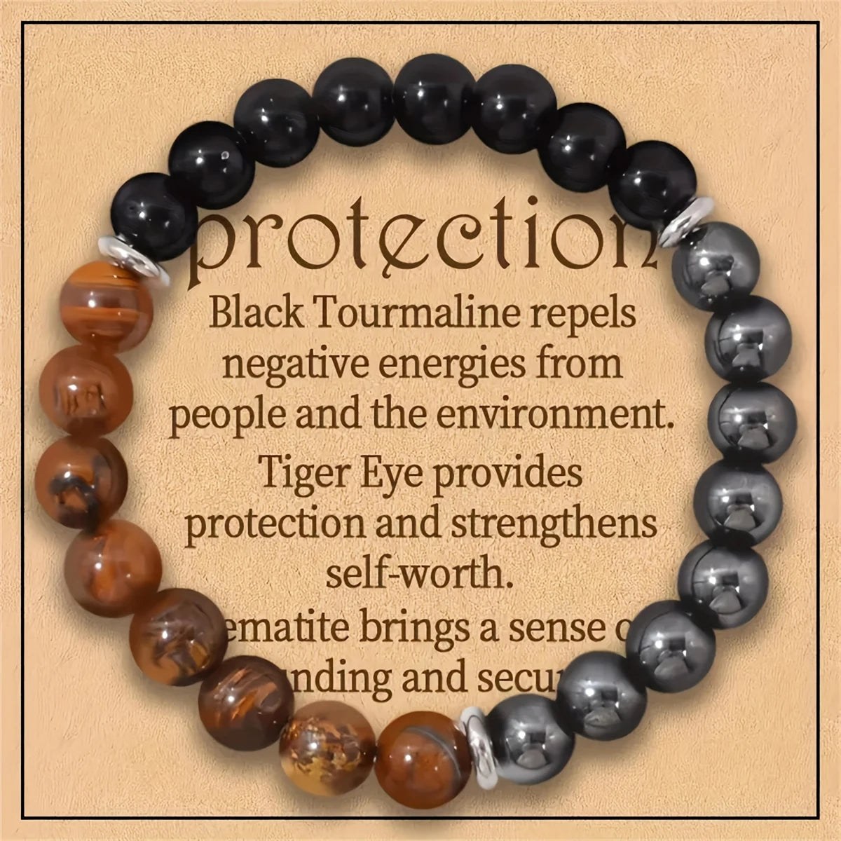 Triple Protection Bracelet – Tiger Eye, Black Obsidian & Hematite